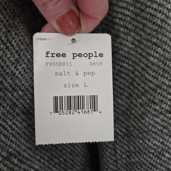 FREE PEOPLE NWT Wool Blend Long Grey Knit Longline Jacket/ Coatigan. Size Large - Picture 3 of 16
